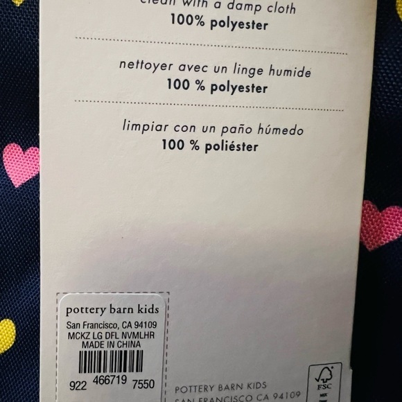 POTTERY BARN KIDS MACKENZIE LARGE DUFFLE BAG WITH HEART PATTERN NWT - Picture 6 of 11